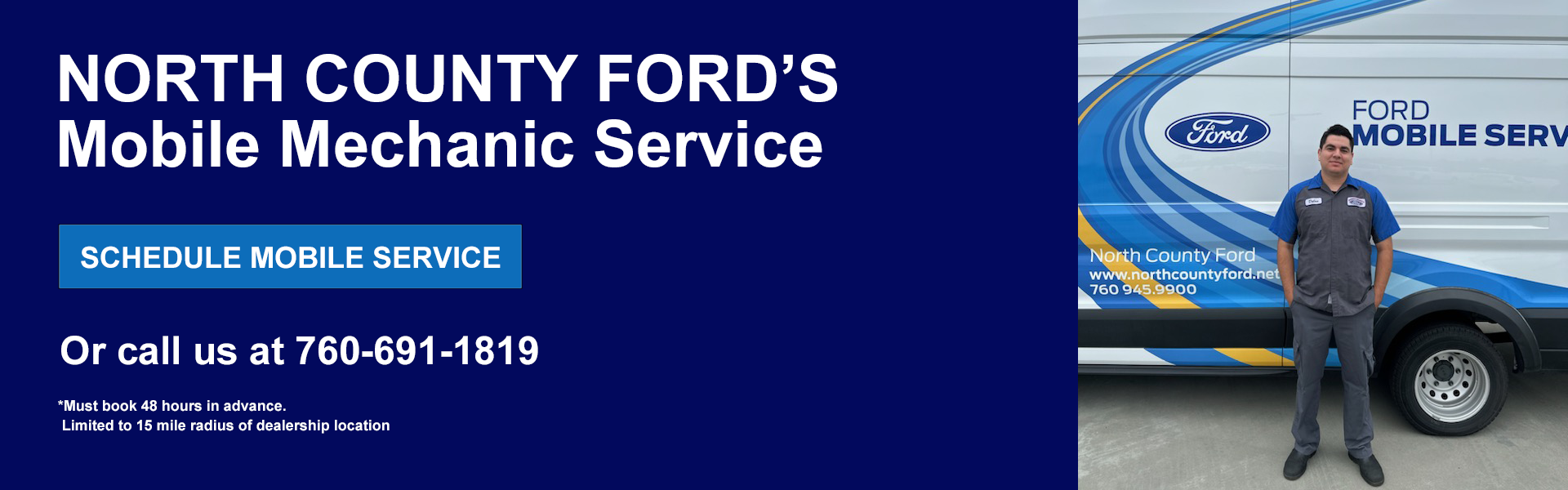 North County Ford's Mobile Mechanic Service! Try it for it's convenience, love it for its simplicity.