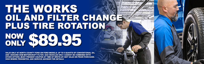 $89.95 The Works Oil and Filter Change Plus Tire Rotation